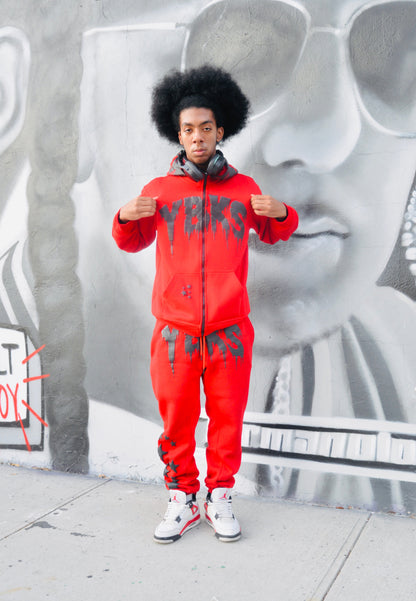 RED YBKS HOODIE & SWEATPANTS