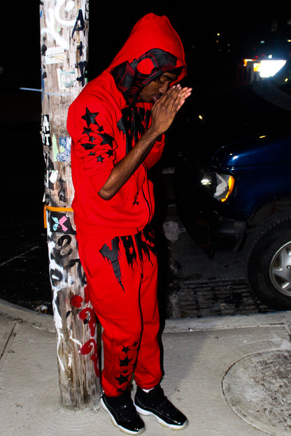 RED YBKS HOODIE & SWEATPANTS